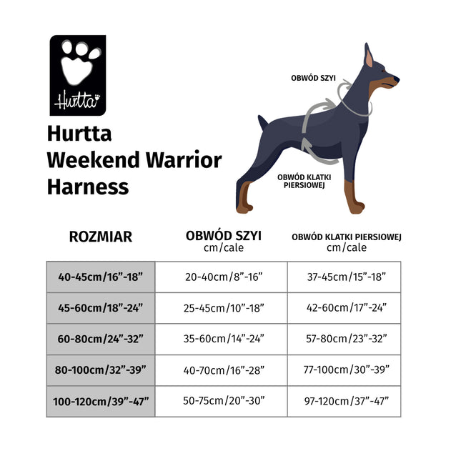 Hurtta Weekend Warrior Harness Raven - harness for active dogs - 45 - 60cm