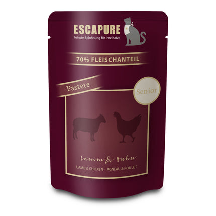 Escapure Senior Pâté Lamb with Chicken - grain-free wet food for senior cats, pâté made from lamb and chicken