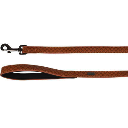 Flamingo Leash Patti - elegant dog leash, eco-leather, padded handle, embossed pattern, 130cm