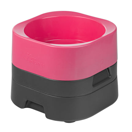 Pet Weighter Pet Bowl Complete Pink - elevated dog bowl with a heavy base, fuchsia