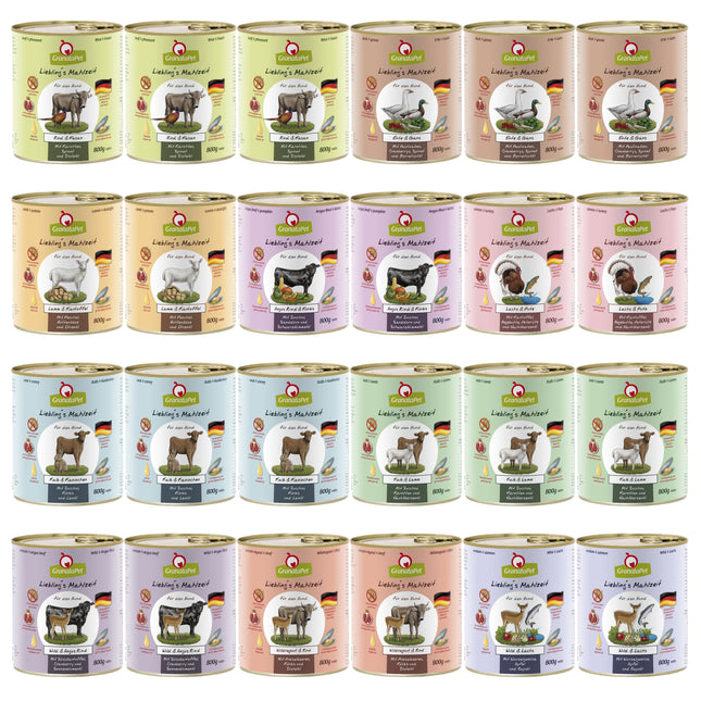 GranataPet 24x Dog Food Set - Grain-Free Wet Dog Food, Mix of 10 Flavors