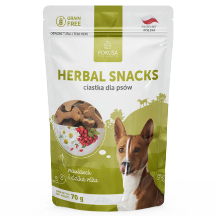 Pokusa Natural Herbal Snacks - vegetarian, herbal treats for dogs that support digestive system function.