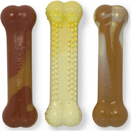 Nylabone Extreme Dura Chew Triple Pack - set of three chew toys for small dogs, chicken, corn, and vanilla