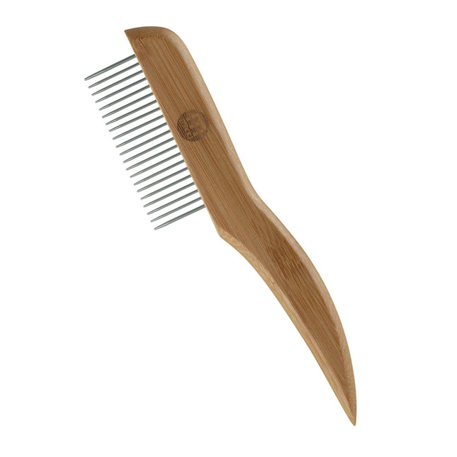 Mikki Bamboo Wide Anti-Tangle Comb - bamboo comb with wide tooth spacing, rotating pins