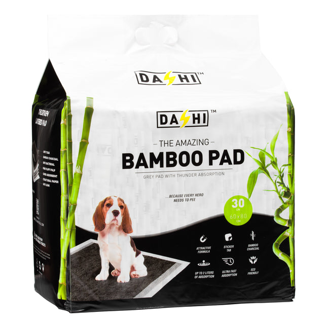 Dashi Bamboo Pad - antibacterial hygiene pads with activated charcoal, for dogs - 30 pieces