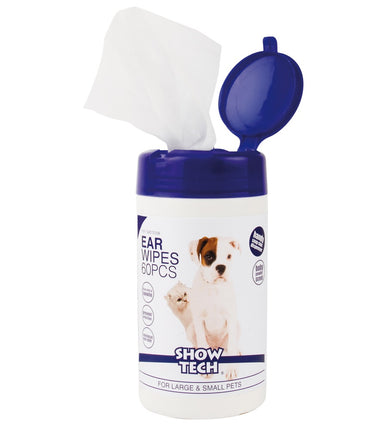 Show Tech Ear Wipes 60 pcs - ear hygiene wipes for dogs and cats, with glycerin and witch hazel