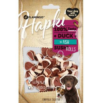 Flamingo Hapki Duck Fish Sushi Rolls - soft training treats for dogs, with duck and mint