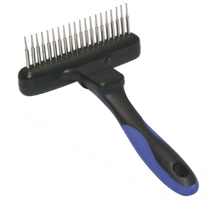 Show Tech cross-bristle grooming rake with rotating teeth