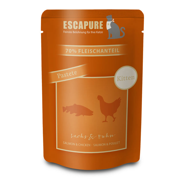 Escapure Kitten Pâté Salmon with Chicken - grain-free wet food for kittens, pâté made with salmon and chicken