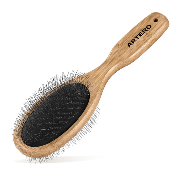 Artero Nature Double Slicker Pin Brush - Dual-Sided Bamboo Poodle Brush