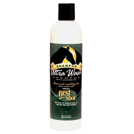 Best Shot Equine Ultra Wash Shampoo - conditioning, low-foaming shampoo for horses, with oats, wheat proteins, and jojoba oil, concentrate 1:7