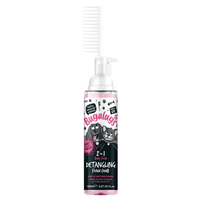 Bugalugs 2in1 Detangling Foam Comb Baby Fresh - foam that facilitates detangling of dog and cat fur, powdery scent