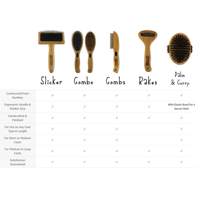 Bamboo Groom Combo Brush Small/Medium - dual-sided bamboo brush for dogs and cats, small and medium breeds