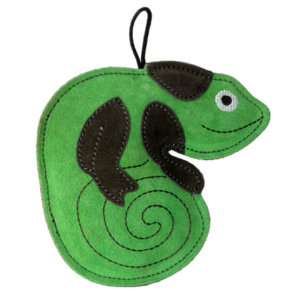 Kiwi Walker Leather Toy Chameleon - natural leather toy for dogs, chameleon