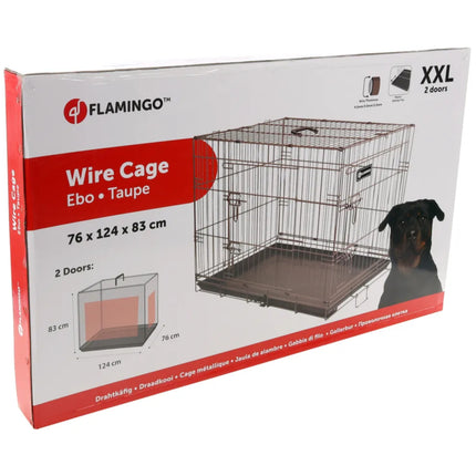 Flamingo Ebo Taupe - metal dog crate, XXL