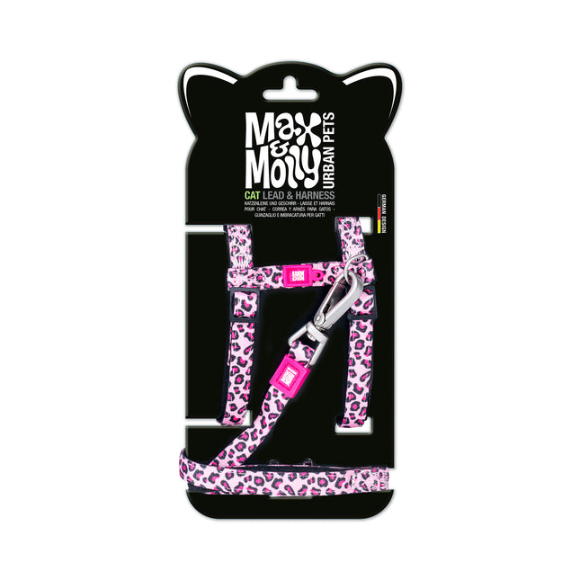 Max&Molly Cat Harness & Leash Leopard - harness and leash set for cats, leopard print pattern