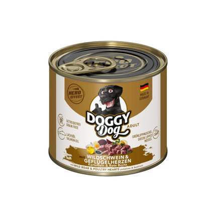 Doggy Dog Wild Boar & Poultry Hearts - Grain-Free Wet Dog Food with Wild Boar and Poultry Hearts