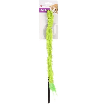 Flamingo Cat Dangler Terry - cat wand with a mop-like ribbon and feathers