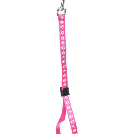 Groom Professional Amoz Pro 40cm - nylon grooming leash with white paw print design, pink, wide