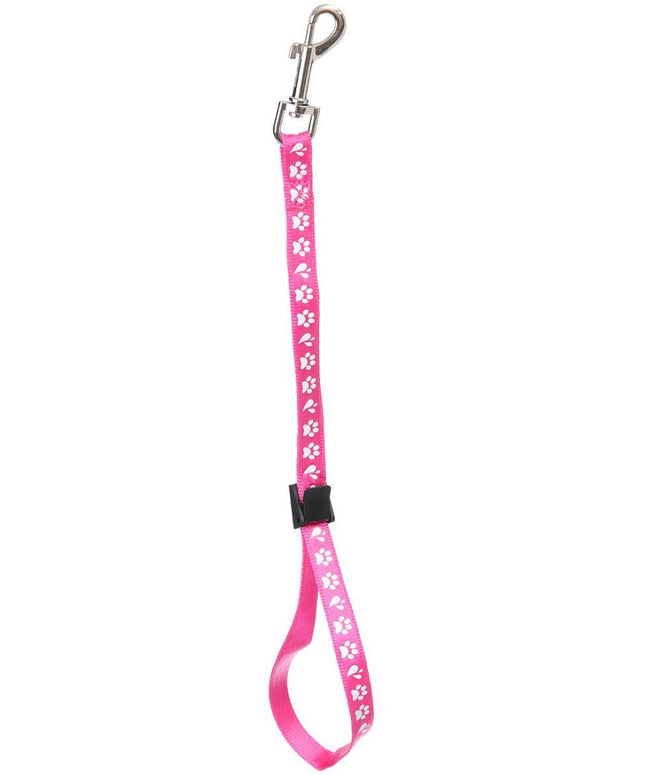 Groom Professional Amoz Pro 40cm - nylon grooming leash with white paw print design, pink, wide