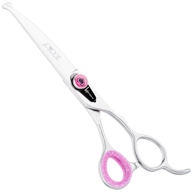 Kenchii Love Curved Safety Scissors - safe grooming scissors with an ergonomic handle, curved