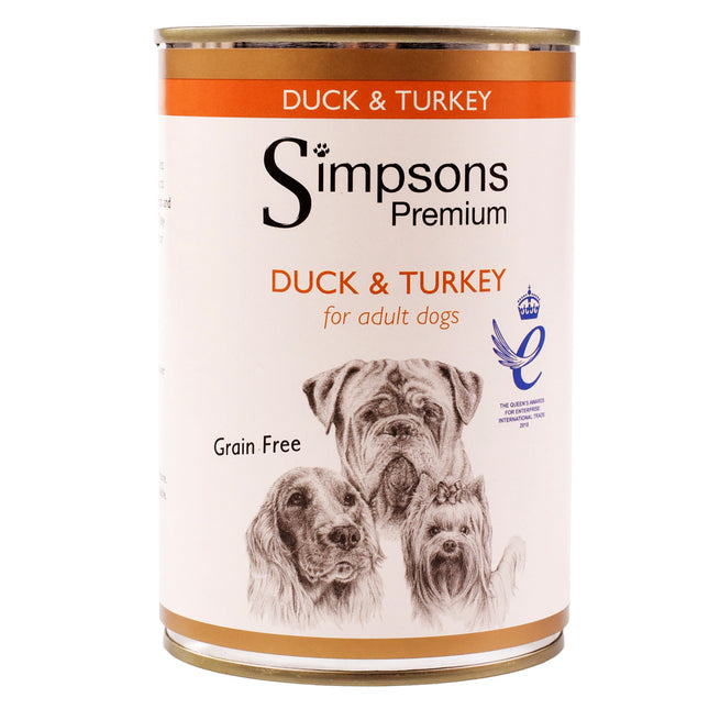 Simpsons Premium Duck & Turkey Casserole - wet dog food, duck, turkey, and vegetables, grain-free