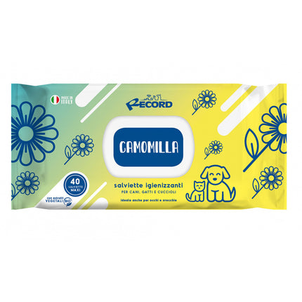 Record Chamomile Wipes - universal wipes for cleaning the fur, eyes, and ears of dogs and cats, with chamomile - 40 pieces