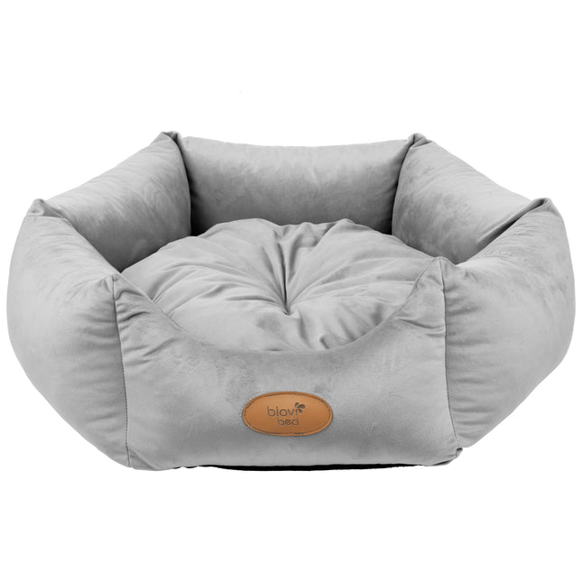 Blovi Bed Velur Love Light Grey - elegant velvet bed for dogs and cats, light grey hexagon