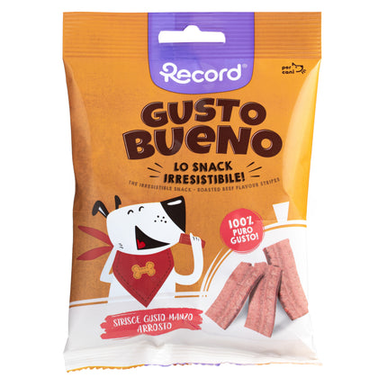 Record Gusto Bueno Roasted Beef Flavor Stripes - dog treats, strips with roasted beef flavor