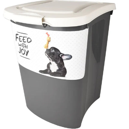 Flamingo Pria Food Barrel 38L - dog food container, on wheels, with a measuring cup