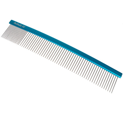 Miranda Belinda 02 - curved comb with an aluminum handle and a mixed tooth spacing of 80/20