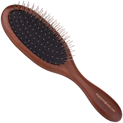 P&W Dog Stylist Brush - wooden, oval brush with metal pins