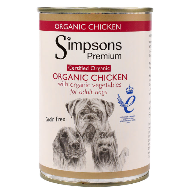 Simpsons Premium Organic Chicken Casserole - grain-free wet dog food, chicken and vegetables - 24x