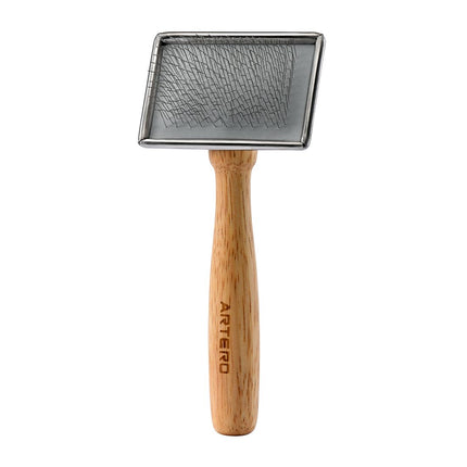 Artero Slicker Brush - professional poodle slicker brush with a wooden handle