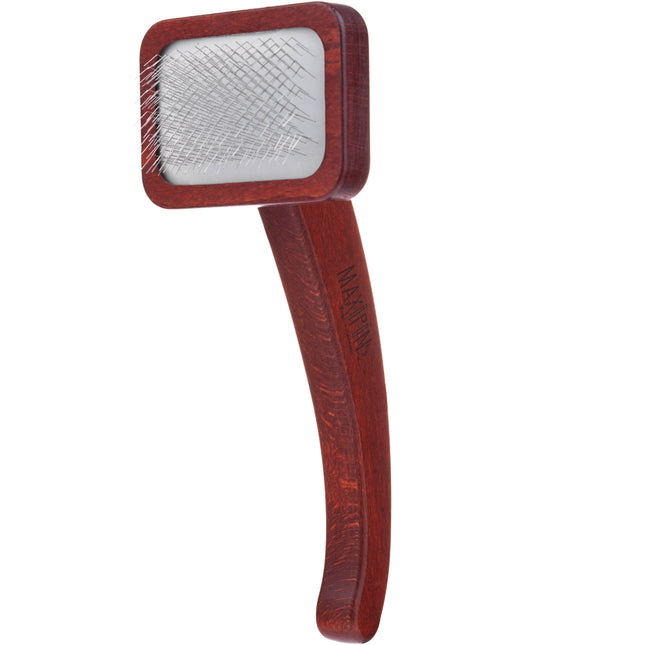 Maxi - Small Pin Slicker Brush - sturdy poodle brush with a comfortable handle, made of beech wood