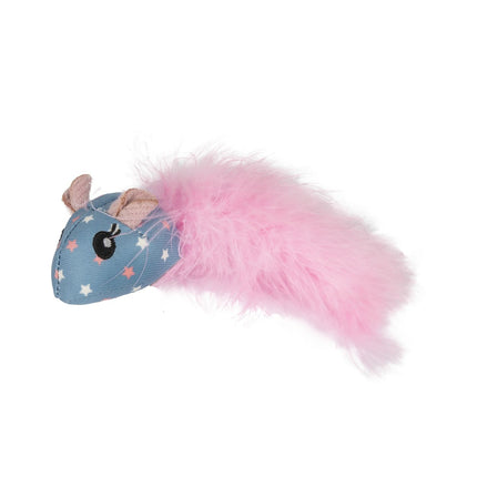 Flamingo Cat Winny Mouse - toy mouse for cats, with a boa feather and catnip, crinkly sound