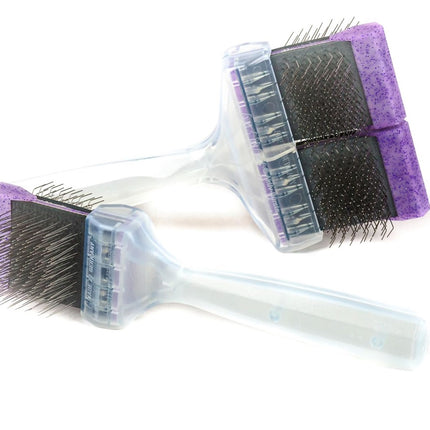 ActiVet Diamond Firm Lila Brush - hard, double-sided, flexible brush for breeds with thick, double coats with undercoat, bent + straight needles - small