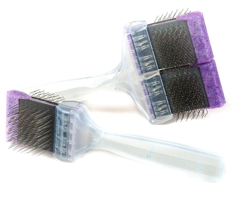 ActiVet Diamond Firm Lila Brush - hard, double-sided, flexible brush for breeds with thick, double coats with undercoat, bent + straight needles - small