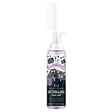 Bugalugs 2in1 Detangling Foam Comb & Chamomile - foam that facilitates the detangling of dog and cat fur, lavender with chamomile