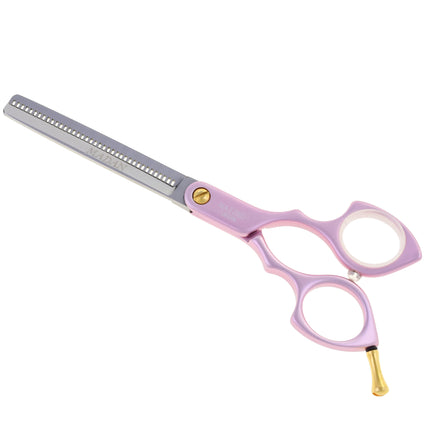 Madan Pet Grooming Thinning - professional, ultra-lightweight single-sided thinning shears made of Japanese stainless steel, aluminum handle - pink