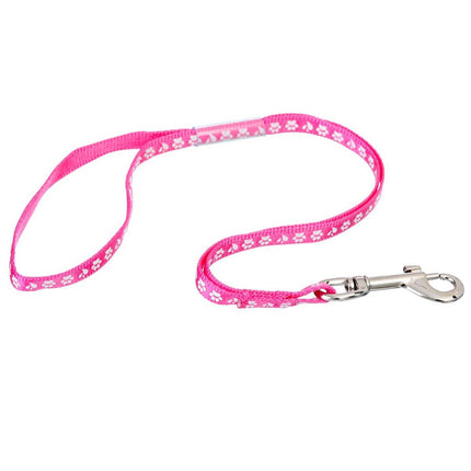 Groom Professional Arno Pink - nylon grooming leash with white paw print design, pink, width 1cm