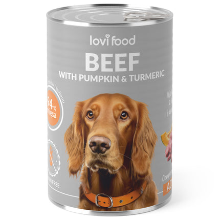 Lovi Food Beef with Pumpkin - wet dog food with beef, pumpkin, and turmeric - 24x