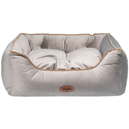 Biglo Velur Love Lux Light Grey - velour bed for dogs and cats, with light grey piping