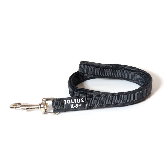 Julius K9 Color & Gray Supergrip Leash With Handle Black - training leash with handle, black, non-slip