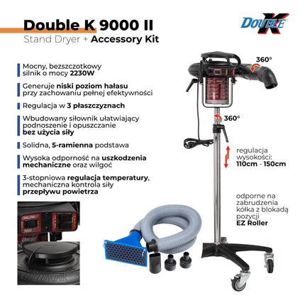 Double K ChallengAir 9000 II Stand Dryer + Accessory Kit - professional stand dryer with rotating function + accessory kit