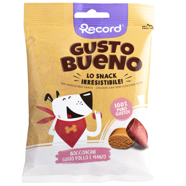 Record Gusto Bueno Chicken and Beef Flavored Bites - treats for dogs, bites with chicken and beef flavor