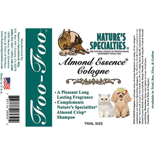 Nature's Specialties Foo Foo Almond Essence Cologne - fragrance water for dogs and cats, with an almond scent