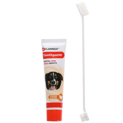 Flamingo Toothpaste & Toothbrush Dafra Tube - oral hygiene set for dogs and cats