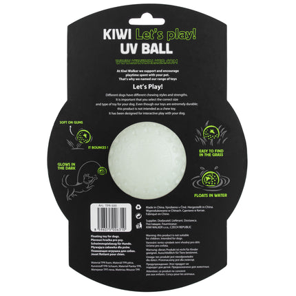 Kiwi Walker Let's Play and Glow UV Ball - glowing ball for dogs, shines in the dark