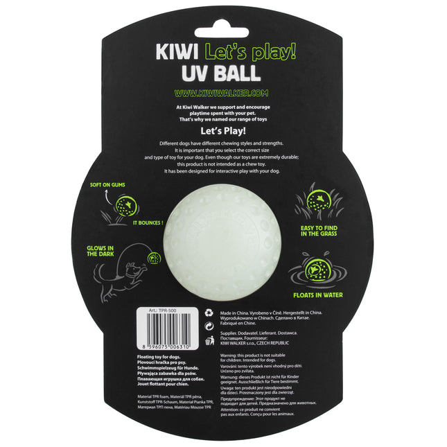 Kiwi Walker Let's Play and Glow UV Ball - glowing ball for dogs, shines in the dark